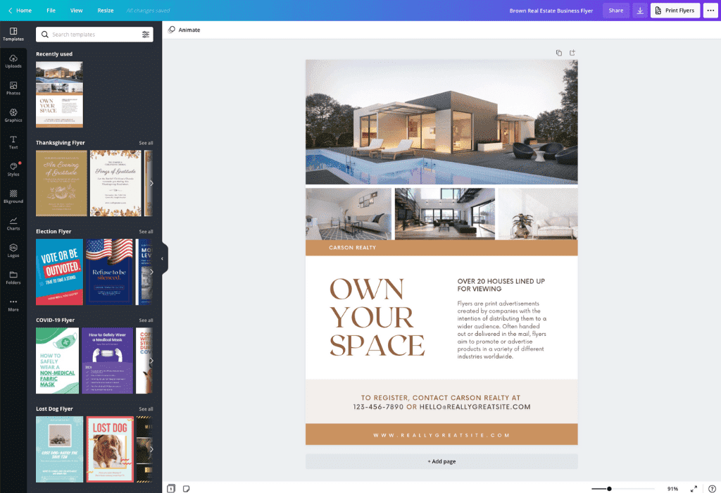 create free real estate flyers