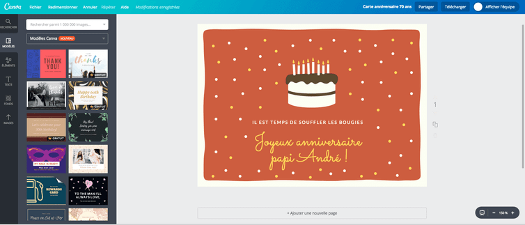 Creez Une Carte D Anniversaire Des 70 Ans En Ligne Canva