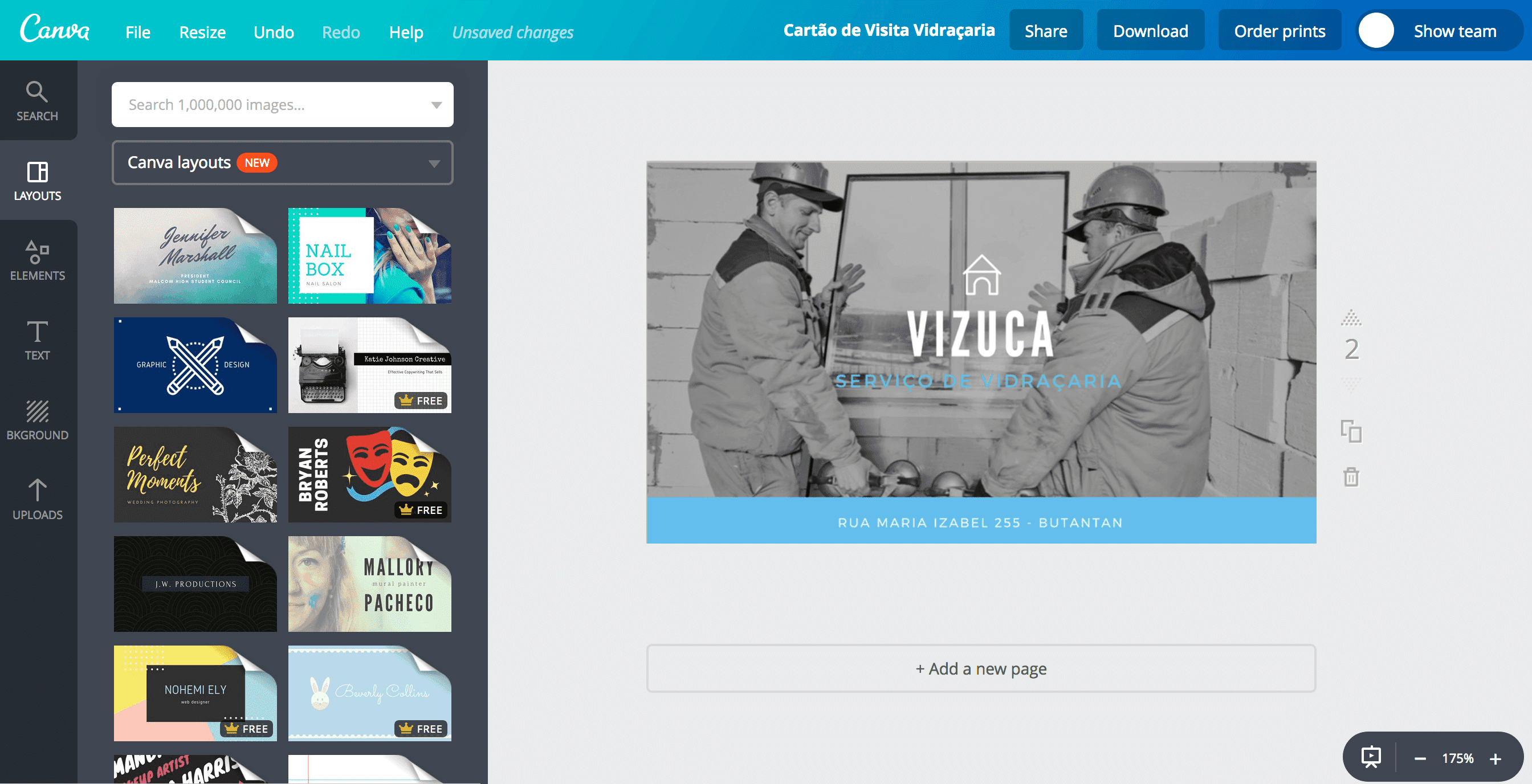 Crie Cartão De Visita Vidraçaria Personalizado | Canva