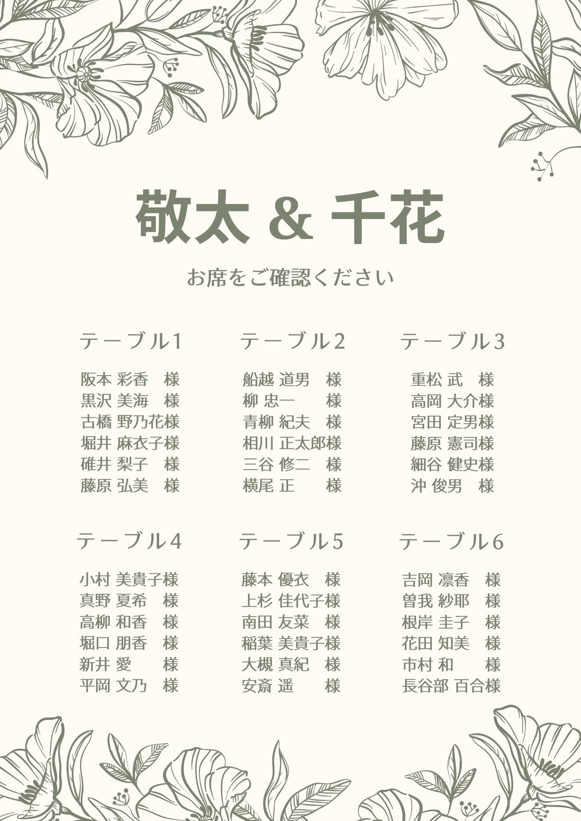 結婚式の席次表を無料で手作りできるツール Canva