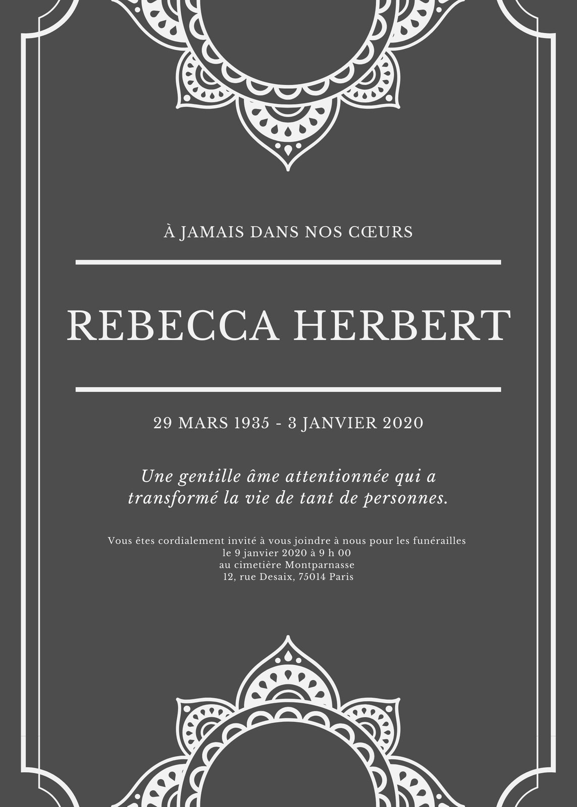 Creer Un Faire Part De Deces Facile Gratuit Canva