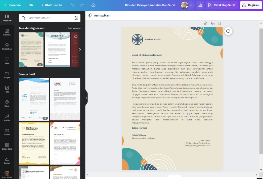 Membuat Desain Kop Surat Profesional Secara Online Canva 
